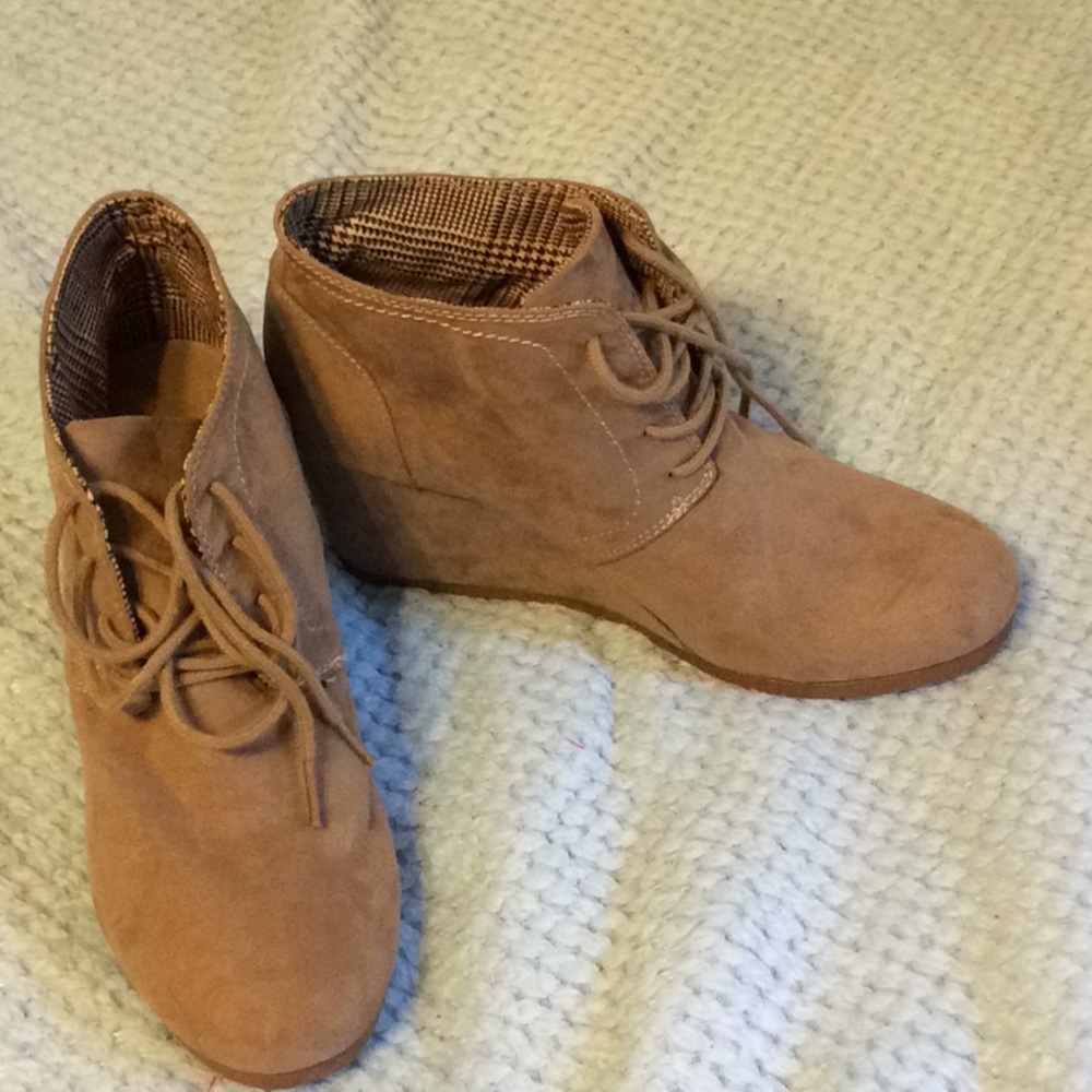 Taupe Wedge Ankle Boots